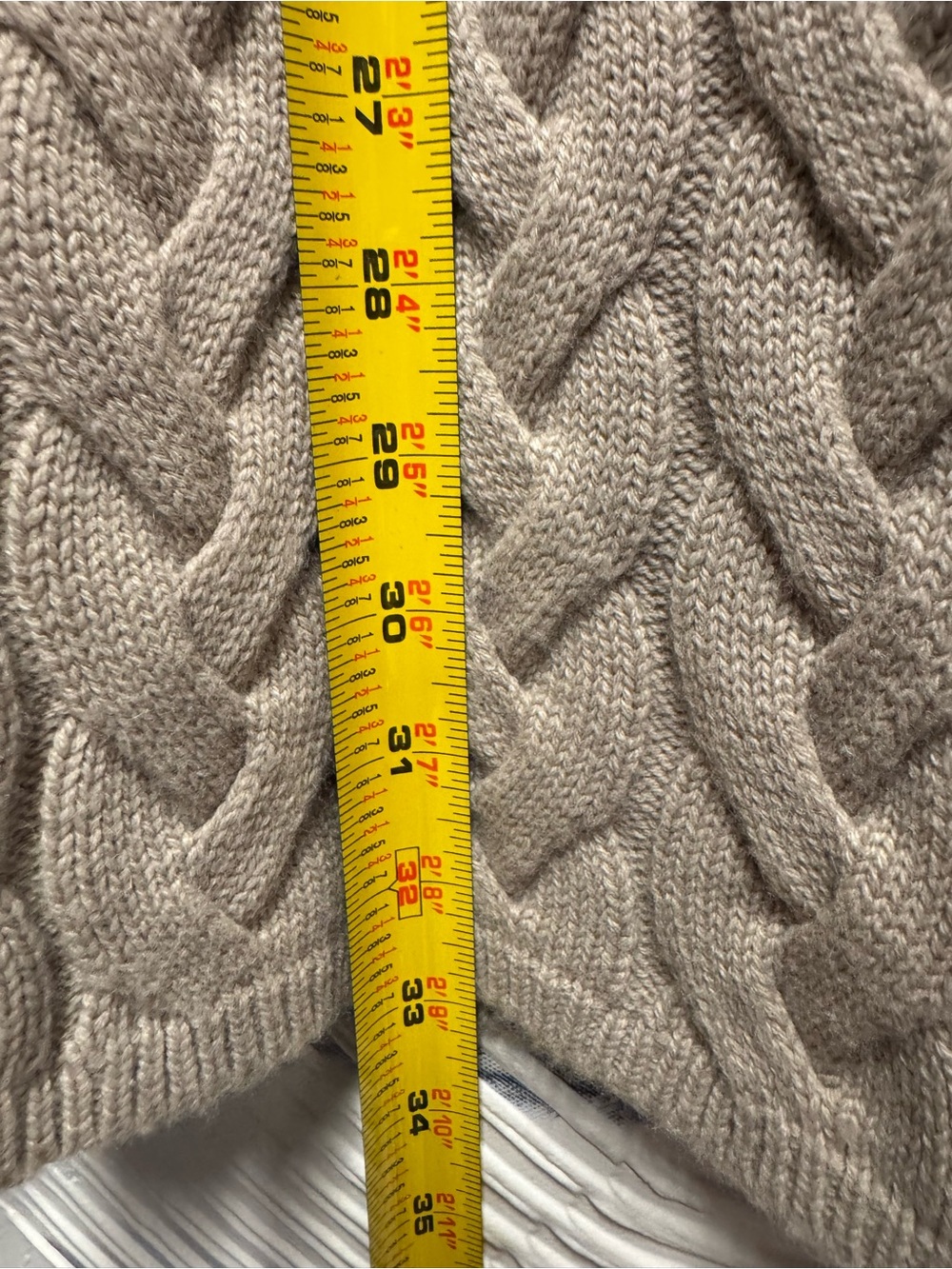 J. Jill Taupe Cable-Knit Open Front Cardigan N0876 - Picture 7 of 7